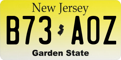 NJ license plate B73AOZ