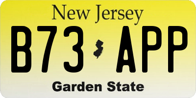NJ license plate B73APP