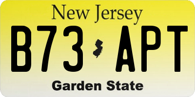 NJ license plate B73APT