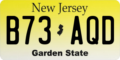 NJ license plate B73AQD