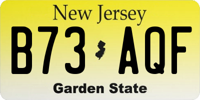 NJ license plate B73AQF
