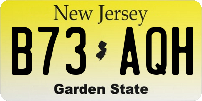 NJ license plate B73AQH