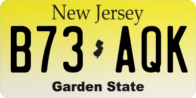 NJ license plate B73AQK