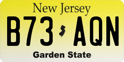NJ license plate B73AQN