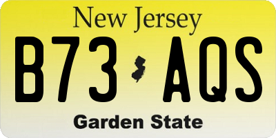 NJ license plate B73AQS