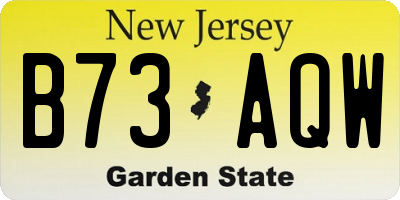 NJ license plate B73AQW