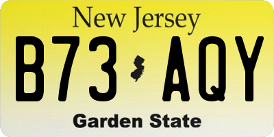 NJ license plate B73AQY