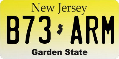 NJ license plate B73ARM