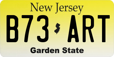 NJ license plate B73ART