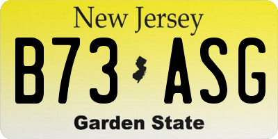NJ license plate B73ASG