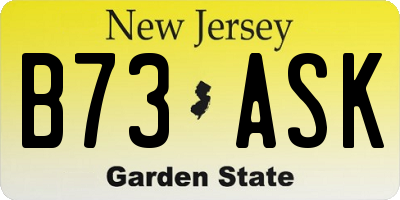 NJ license plate B73ASK