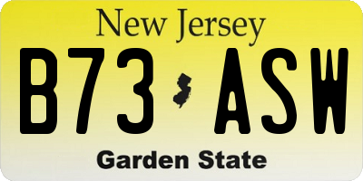NJ license plate B73ASW