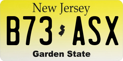 NJ license plate B73ASX