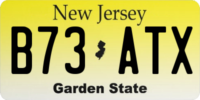 NJ license plate B73ATX