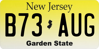 NJ license plate B73AUG