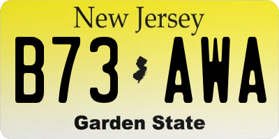 NJ license plate B73AWA