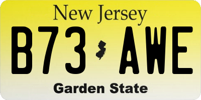 NJ license plate B73AWE