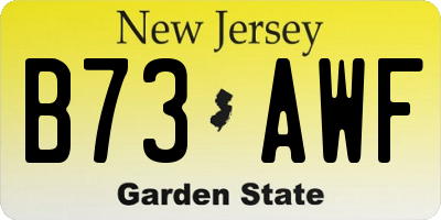 NJ license plate B73AWF