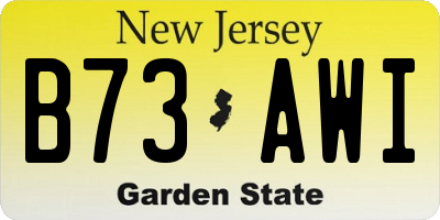 NJ license plate B73AWI