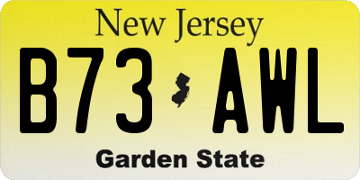NJ license plate B73AWL