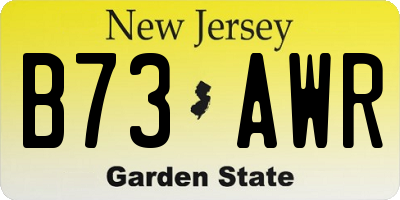 NJ license plate B73AWR