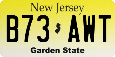 NJ license plate B73AWT