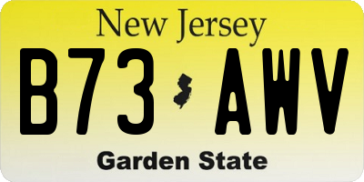 NJ license plate B73AWV