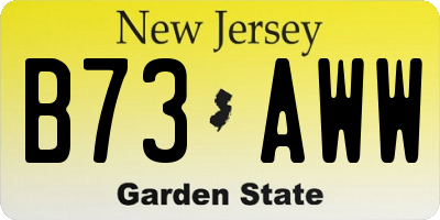 NJ license plate B73AWW