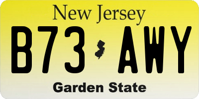 NJ license plate B73AWY
