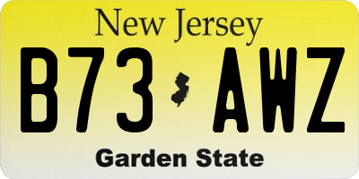 NJ license plate B73AWZ
