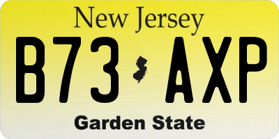 NJ license plate B73AXP
