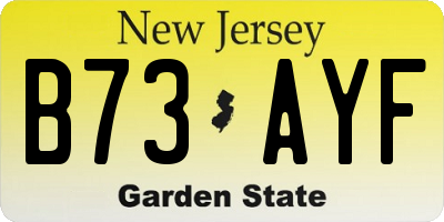 NJ license plate B73AYF