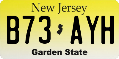 NJ license plate B73AYH
