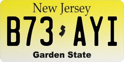 NJ license plate B73AYI