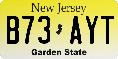 NJ license plate B73AYT