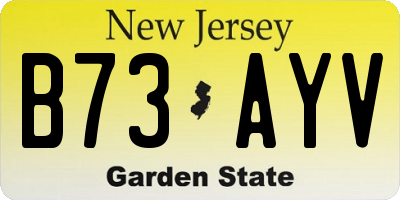 NJ license plate B73AYV