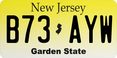 NJ license plate B73AYW