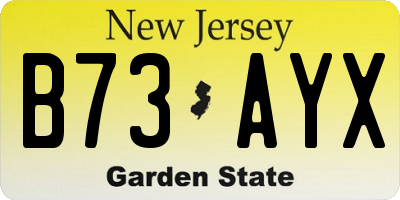NJ license plate B73AYX