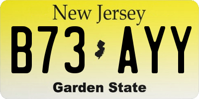 NJ license plate B73AYY