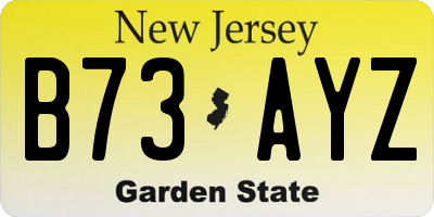 NJ license plate B73AYZ