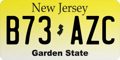 NJ license plate B73AZC
