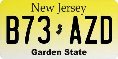 NJ license plate B73AZD