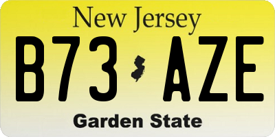 NJ license plate B73AZE