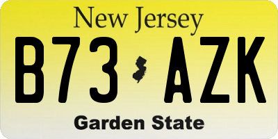 NJ license plate B73AZK