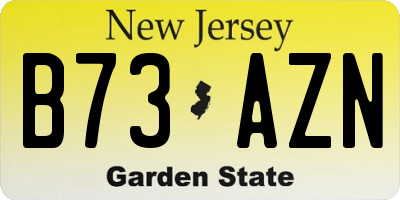 NJ license plate B73AZN