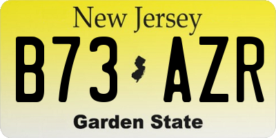 NJ license plate B73AZR