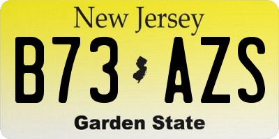 NJ license plate B73AZS