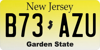 NJ license plate B73AZU