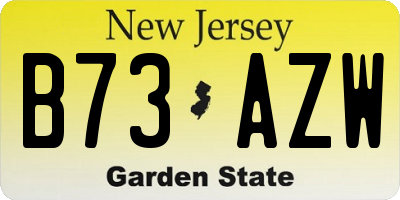 NJ license plate B73AZW