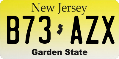 NJ license plate B73AZX